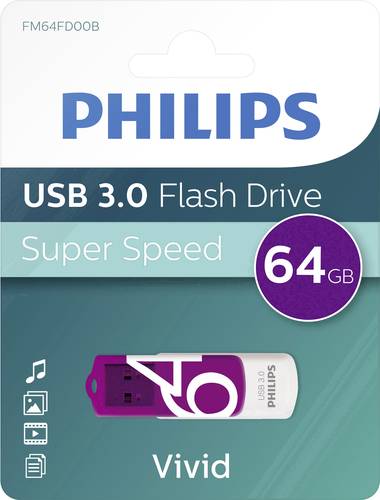 Philips VIVID USB-Stick 64GB Purple FM64FD00B/00 USB 3.2 Gen 1 (USB 3.0) von Philips