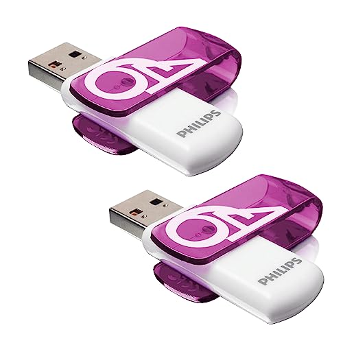 Philips Vivid Edition High Speed 2.0 USB-Flash-Laufwerk USB-Stick 2X 64 GB mit Schwenkkappe für PC, Laptop, Computer Data Storage, Lesegeschwindigkeit bis zu 25 MB/s von Philips
