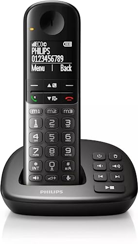 Philips XL4951DS/38 DECT-Komforttelefon mit Anrufbeantworter - Schnurloses Festnetztelefon - Senioren-Telefon mit 1 Mobilteil - Große Tasten - Lautstärkeboost - Hörgerät Kompatibilität - Schwarz von Philips