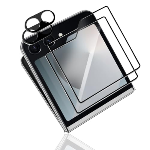 Phlleyaa Schutzfolie für Galaxy Z Flip 6 für Panzerglas Folie,Kameraschutz Displayschut 2 Stück mit 2 Stück Kamera Schutzfolie[2+2Stück],Bläschenfrei Anti- Kratzer 9H Härte für Galaxy Z Flip 6 von Phlleyaa