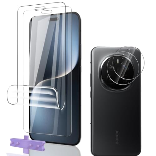 Phlleyaa Schutzfolie für Honor Magic 7 Pro TPU 2 Stück + Honor Magic 7 Pro Panzer Schutz Glas Kameraschutz 2 Stück[2+2 Stück],Einfache Montage Bläschenfrei für Panzerglas für Honor Magic 7 Pro Folie von Phlleyaa