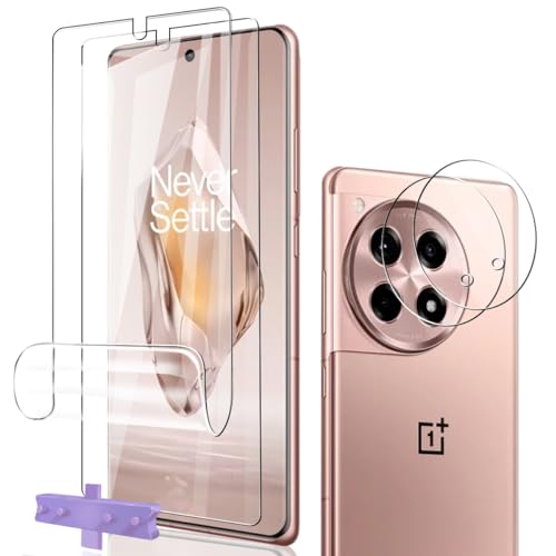 Phlleyaa Schutzfolie für OnePlus 12R Weich TPU 2 Stück + OnePlus 12R Panzer Schutz Glas Kameraschutz 2 Stück,Einfache Montage Bläschenfrei Panzerfolie für OnePlus 12R von Phlleyaa