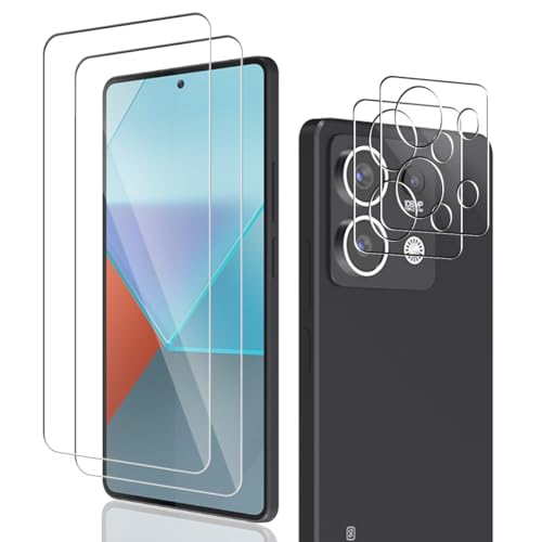 Phlleyaa Schutzfolie für Redmi Note 13 Pro 5G Panzer Schutz Glas 2 Stück Displayschutz mit 2 Stück Kamera Schutzfolie,9H Härte Bläschenfrei Anti- Kratzer Panzerfolie für Xiaomi Redmi Note 13 Pro 5G von Phlleyaa