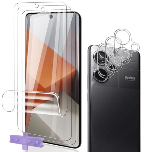 Phlleyaa Schutzfolie für Redmi Note 13 Pro Plus TPU 3 Stück + Panzer Schutz Glas Kameraschutz 3 Stück[3+3 Stück],Einfache Montage Bläschenfrei Panzerfolie für Redmi Note 13 Pro Plus von Phlleyaa