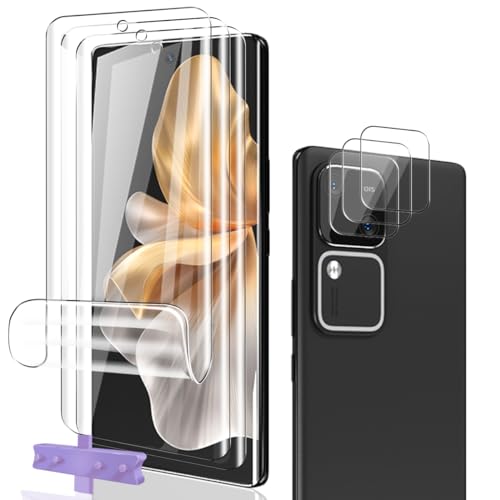 Phlleyaa Schutzfolie für VIVO V30/V30 Pro TPU 3 Stück + Panzer Schutz Glas Kameraschutz 3 Stück[3+3 Stück],Anti- Kratzer,Einfache Montage,Bläschenfrei für Panzerglas Folie für VIVO V30 Pro von Phlleyaa