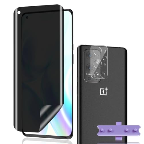 Phlleyaa Sichtschutz Schutzfolie für OnePlus 9 Pro,Weich TPU Displayschutz 1 Stück mit 1 Stück OnePlus 9 Pro Panzer Schutz Glas Kameraschutz,Einfache Montage Anti Spy für OnePlus 9 Pro Panzerfolie von Phlleyaa