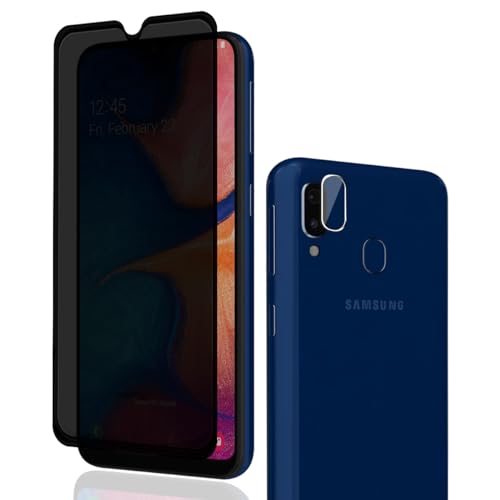 Phlleyaa Sichtschutz Schutzfolie für Samsung Galaxy A20E Displayschutz 1 Stück mit 1 Stück Kamera Schutzfolie[1+1 Stück],9H Härte/Bläschenfrei/Anti-Spy für Galaxy A20E Panzer Schutz Glas von Phlleyaa