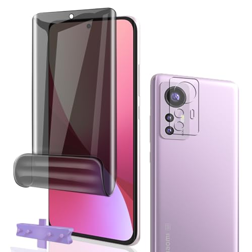 Phlleyaa Sichtschutz Schutzfolie für Xiaomi 12,Weich TPU Displayschutz 1 Stück mit 1 Stück Panzer Schutz Glas Kameraschutz,Einfache Montage Anti Spy für Xiaomi 12 Panzerfolie von Phlleyaa