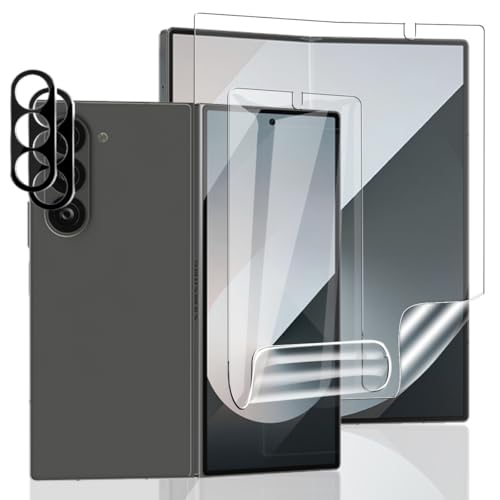 Phlleyaa Schutzfolie für Galaxy Z Fold 6 Weich TPU Folie 1 Stück + Externe Displayschutzfolie 1 Stück + Kameraschutz 2 Stück,Bläschenfrei Anti- Kratzer für Panzerglas für Galaxy Z Fold 6 von Phlleyaa