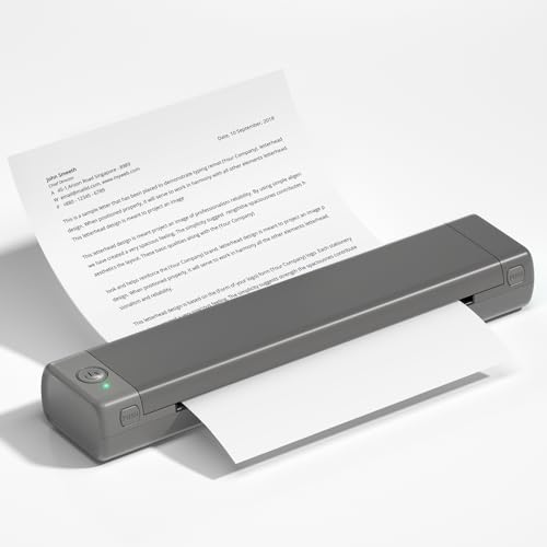 PhoFuta M08F Thermodrucker, Immer Dabei mit Bluetooth, EIN Mini Reisedrucker Mit Kopierpapier A4-Papier ohne Tinte, Kompatibel mit Telefon & PC von PhoFuta