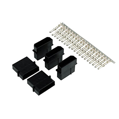 Phobya PSU Power Connector 4Pin Molex Buchse inkl. 4 Pins - 5 Stück Black Kabel Connector von Phobya