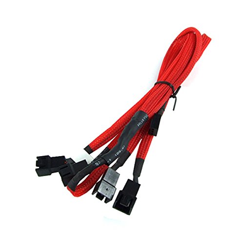 Phobya Y-Kabel 3Pin Molex auf 4X 3Pin Molex 60cm - UV Rot Kabel Lüfterkabel und Adapter von Phobya