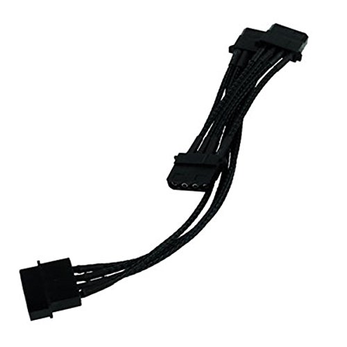 Phobya Y-Kabel 4Pin auf 3X 4Pin Molex Einzel Sleeving 40cm - Schwarz Kabel Lüfterkabel und Adapter von Phobya