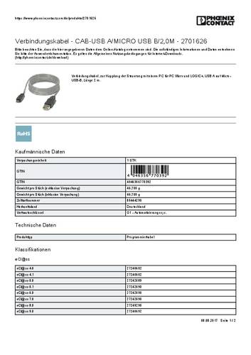 Phoenix Contact CAB-USB A/MICRO USB B/2,0M Verbindungskabel 1St. von Phoenix Contact