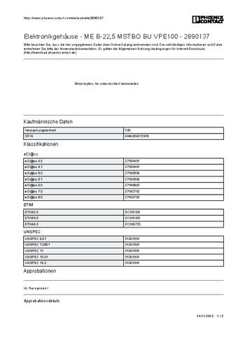 Phoenix Contact ME B-22,5 MSTBO BU VPE100 Hutschienen-Gehäuse Kunststoff 100St. von Phoenix Contact