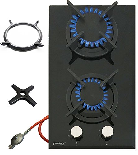 Phönix Domino-GT Gaskochfeld Glas Gaskocher 2 flammig, Guss Wok-Aufsatz + Herdkreuz Schwarz Phönix Domino-GT Gaskochfeld Glas Gaskocher 2 flammig, Guss Wok-Aufsatz + Herdkreuz Schwarz von Phönix germany