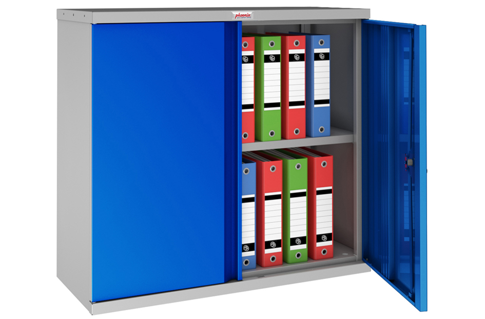 phoenix Aktenschrank SCL0891, aus Stahl, lichtgrau/blau von Phoenix