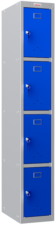 phoenix Spind PL1430, 4 Türen, Schlüsselschloss, grau/blau von Phoenix