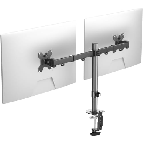 Pholiten Monitor Halterung für 13-27 Zoll LED LCD Bildschirm bis zu 10 kg, Monitor Arm für 2 Monitore, Höhenverstellbar Schwenkbar Neigbar Monitorhalterung für den Schreibtisch, max.VESA 100x100mm von Pholiten
