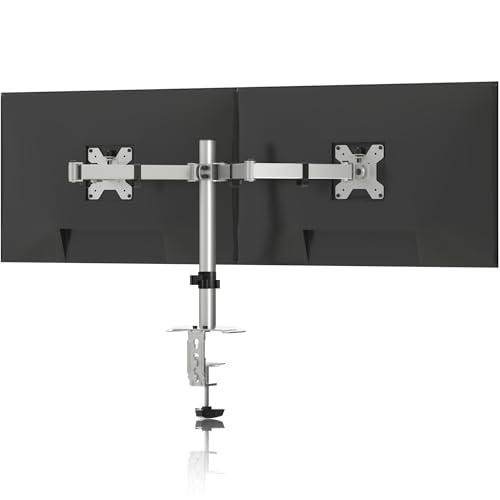 Pholiten Monitor Halterung für 13-42 Zoll LED LCD Bildschirm bis zu 10 kg, Monitor Arm für 2 Monitore, Höhenverstellbar Schwenkbar Neigbar Monitorhalterung, max.VESA 100x100mm, Silber, MD97442LS von Pholiten