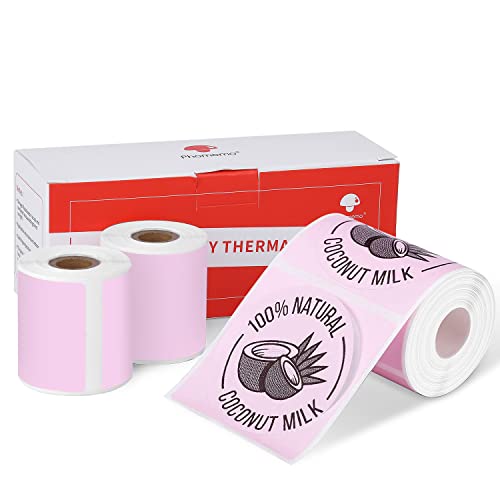 3 Rollen Phomemo M110/M220 Etiketten, Rosa Logo-Aufkleber, Φ50 mm, rund, selbstklebend, Thermo-Etiketten, Papier für Phomemo M110/M200/M120/M220.M221 Etikettendrucker, verwendet für Logo-Druck von Phomemo