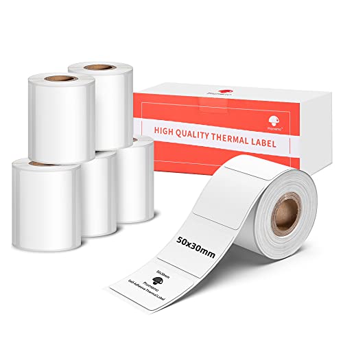 6 Pack-Phomemo M120/M110 Etiketten 6 Rollen 50x30mm Selbstklebende Thermodirekt-Etiketten, Thermodrucker-Etiketten für M110/M120/M220/M200 Etikettendrucker für Barcode, Adresse, Preisschild von Phomemo