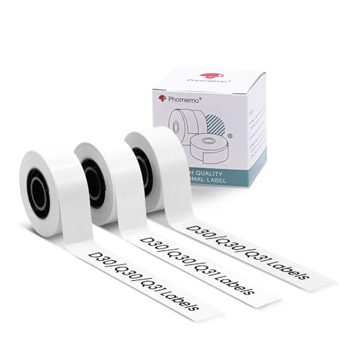 Endlosetiketten für Phomemo Q31/Q30S/Q30, Weiße Klebeetiketten 15mmx6m, BPA freie Aufkleber, etiketten endlos Kompatibel mit Colorwing Q30 Bluetooth Labelmaker- 3 Rollen von Phomemo