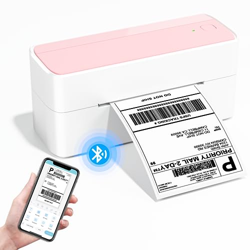 Phomemo 241BT Bluetooth Etikettendrucker, DHL Thermodrucker 4x6 Ettikettendrucķer, Bluetooth Etikettiergerät Label Printer für Barcode, Amazon, Etsy, Shopify, Royal Mail, DHL, FedEx, UPS - Rosa von Phomemo