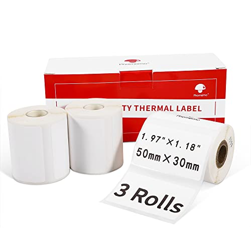 Phomemo 3 Rollen M110 etikettenpapier Multifunktionales selbstklebendes Etikett,Adressetikett,1,97"x1,18" (50x30 mm),Geeignet für Phomemo M110 M200 M120 M220 M221 Etikettendrucker,230 Etiketten/Rolle von Phomemo