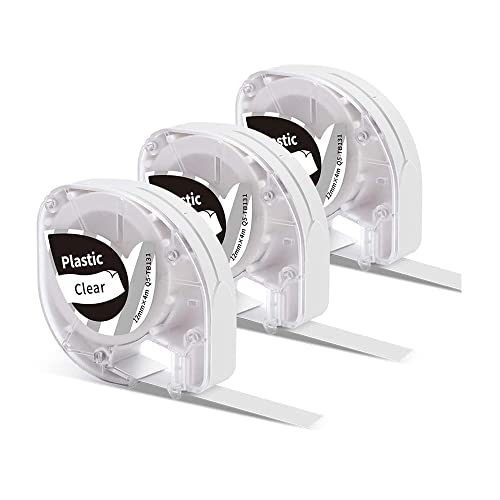 Phomemo 3X P12/P12Pro Etikettenband Compatible Label Tape Replacement for DYMO LetraTag Refills Clear Transparent LT Pastic Tape 16952 for DYMO LetraTag 100H LT-100T Plus LT110T QX50 Label Makers von Phomemo