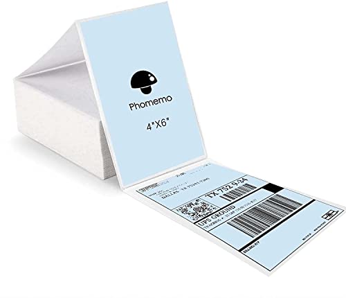 Phomemo 4 "x 6" Thermal Direct Shipping Etikett，500/Direkt Thermo Versandetiketten，4x6 Aufkleberpapier für Versandverpackungen Kompatibel mit ThermoEtikettendrucker, 500/Thermofaltetikett（Hellblau） von Phomemo