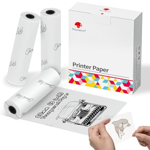 Phomemo 80mm Transparentes Thermopapier, Kompatibel mit M03/M03AS/M04S/M04AS Mini-Druckern, 3 Rollen mit 3 Zoll Selbstklebenden Transparenten Thermo-Aufklebern, 80mm x 3,5m Phomemo 80mm Transparentes Thermopapier, Kompatibel mit M03/M03AS/M04S/M04AS Mini-Druckern, 3 Rollen mit 3 Zoll Selbstklebenden Transparenten Thermo-Aufklebern, 80mm x 3,5m von Phomemo