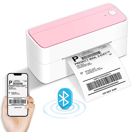 Phomemo Bluetooth Etikettendrucker, DHL Thermodrucker 4XL Labeldrucker Ettikettendrucķer für Mac/PC, Versandetikettendrucker Label Printer für Barcode, Amazon, Ebay, Etsy & Shopify, DHL ups - Rosa von Phomemo
