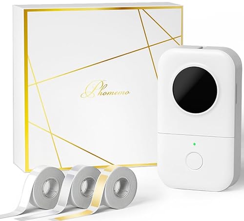 Phomemo D30 Etikettendrucker Beschriftungsgerät Selbstklebend Bluetooth Label printer Mini Etikettiergerät mit 3 Rollen etikettenpapier Geschenkbox,Labelmaker Geeignet für Haushalt und Büro - Weiß von Phomemo