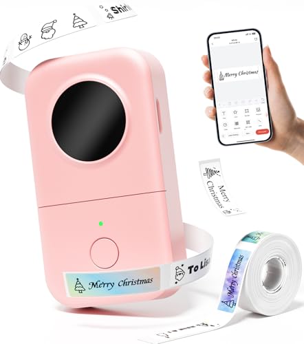 Phomemo D30 Bluetooth Etikettendrucker Selbstklebend - Mini Etikettiergerät Beschriftungsgerät,Thermo Labeldrucker für Zuhause,Schule,Küche Büro,Tragbarer Ettikettiergeraet für iOS & Android - Rosa von Phomemo