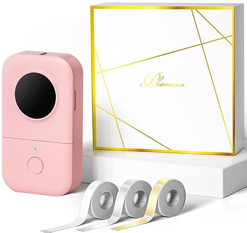 Phomemo D30 Mini Etikettiergerät - Bluetooth Etikettendrucker Beschriftungsgerät Selbstklebend,Label Printer mit 3 Rollen etikettenpapier Geschenkbox,Label Maker Geeignet für Haushalt und Büro -Rosa von Phomemo