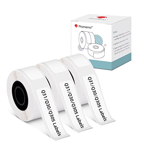 Phomemo Etiketten Weiß 15x50mm für Phomemo D30/Q31/Q30S, Kompatibel mit Colorwing Q30, Thermo-Etikettenrolle für D30/Q31/Q30/Q30S/Q32 Bluetooth Etikettendrucker von Phomemo