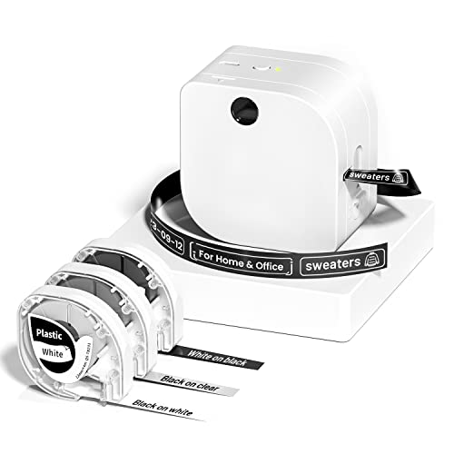 Phomemo Etikettendrucker Starter Kit | P12-Pro Bluetooth Etikettiergerät mit 3 Etikettenbändern | USB aufladbares Thermo-Labeldrucker für Zuhause & Büro | Labeldrucker für Android & iOS-Weiß von Phomemo