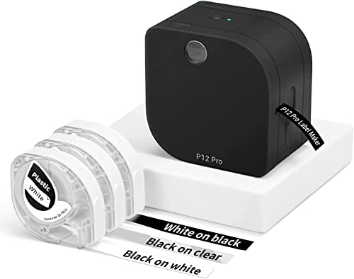 Phomemo Etikettendrucker Starter Kit | P12-Pro Bluetooth Etikettiergerät mit 3 Etikettenbändern | USB aufladbares Thermo-Labeldrucker für Zuhause & Büro | Labeldrucker für Android & iOS von Phomemo