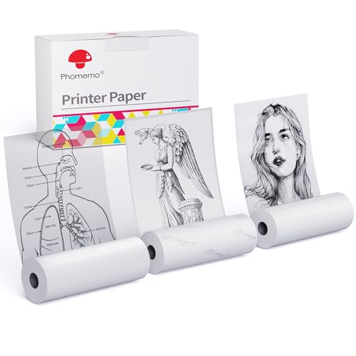 Phomemo M02 Thermopapier Weiß 3er Satz Selbstklebendes, klares, halbtransparentes und weißes Papier, Druckerpapier für Phomemo M02 M02S M02 Pro M03 von Phomemo