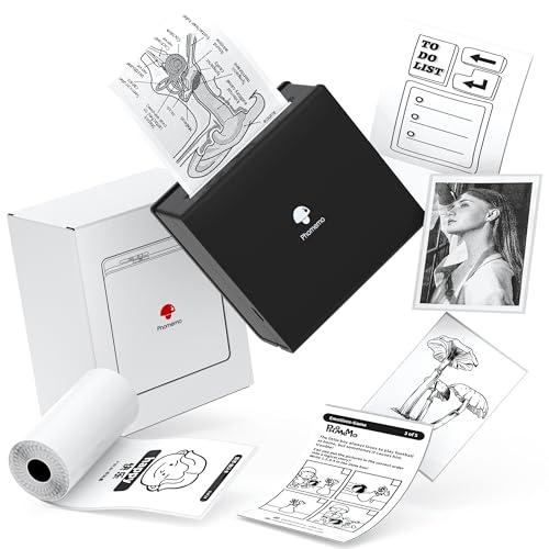 Phomemo M02 Tragbarer Fotodrucker Thermotaschen-Drucker Bluetooth-Belegdrucker, kompatibel mit Android- und iOS-System, für Heimwerker, Reisen, Studiennotizen, Schwarz von Phomemo