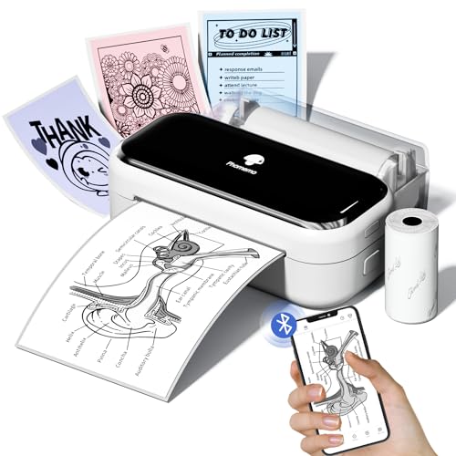 Phomemo M03 Sticker Drucker, Mini Drucker für Smartphone Tragbarer Thermodrucker, 53 und 80mm Sofortdruck, Kompatibel mit Handys und Tablet, für Studium, Fotos, Scrapbooking, Aufkleber - Weiß Phomemo M03 Sticker Drucker, Mini Drucker für Smartphone Tragbarer Thermodrucker, 53 und 80mm Sofortdruck, Kompatibel mit Handys und Tablet, für Studium, Fotos, Scrapbooking, Aufkleber - Weiß von Phomemo