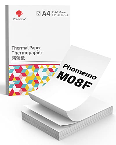 Phomemo M08F A4 Falten Thermopapier Kompatibel für Phomemo M08F, Brother PJ762/PJ763MFi, HPRT MT800/MT800Q Tragbarer Thermodrucker, M08F Druckerpapier, 8.26"x11.69"(210x297mm),200 Blatt von Phomemo