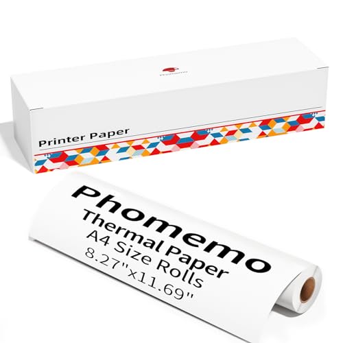 Phomemo M08F Rollen Thermopapier, A4 Thermodrucker-Papierrolle kompatibel mit dem tragbaren Drucker M08F zur Verwendung mit dem M08F-Druckerhalter (nur Papierrolle, 1 Rollen, 50 Blatt/1 Rolle) von Phomemo