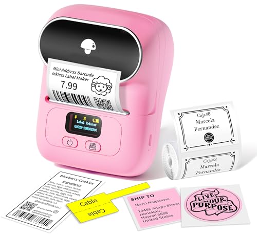 Phomemo M110 EdikettengeräT Labelme-Der Smarte Etiketten Drucker FüR Printerlovers Bluetooth Etikettendrucker Selbstklebend Taschendrucker Beschriftungsmaschine Sticker Aufkleber Maschine,rosa von Phomemo