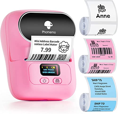 Phomemo M110 Etikettendrucker,Bluetooth Beschriftungsgerät Selbstklebend Etikettiergerät Tragbarer Labeldrucker für Barcode Aufkleber Drucker mit 3 Rolle 40x30mm Etikett, Rosa Phomemo M110 Etikettendrucker,Bluetooth Beschriftungsgerät Selbstklebend Etikettiergerät Tragbarer Labeldrucker für Barcode Aufkleber Drucker mit 3 Rolle 40x30mm Etikett, Rosa von Phomemo