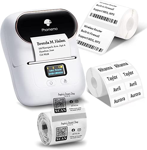 Phomemo M110 Etikettendrucker 3 EtikettenRollen, Beschriftungsgerät Selbstklebend für Telefon und PC, Bluetooth Etikettendrucker, Etikettiergerät für Zuhause, Büro und kleine Unternehmen von Phomemo