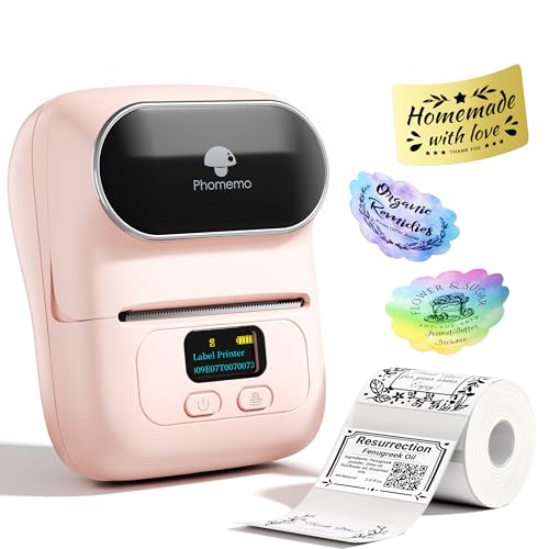 Phomemo M110 Etikettendrucker Selbstklebend Bluetooth Etikettiergerät Tragbarer Beschriftungsgerät Thermo Labeldrucker für Barcode,Einzelhandel,Kleidung,Kompatibel mit Telefonen und PC-System - Rosa von Phomemo