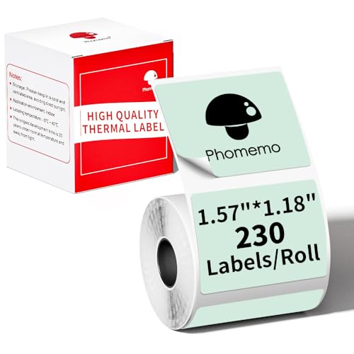 Phomemo M110 M120 M200 M220 M221 Label Maker Tape für Preis, Name, Adresse, Logo, Barcode, 40mm*30mm, Grün (1 Rolle) von Phomemo
