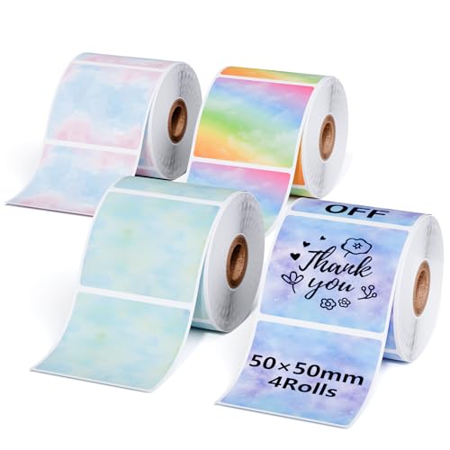 Phomemo 4 Rollen M110 Thermo Schillernde bunte Etiketten - Multifunktionale selbstklebende Farbetiketten, 4 Rollen 1,57'' x 1,57'' (50x50mm) farbige quadratische Etiketten, 150 Etiketten/Rolle Phomemo 4 Rollen M110 Thermo Schillernde bunte Etiketten - Multifunktionale selbstklebende Farbetiketten, 4 Rollen 1,57'' x 1,57'' (50x50mm) farbige quadratische Etiketten, 150 Etiketten/Rolle von Phomemo